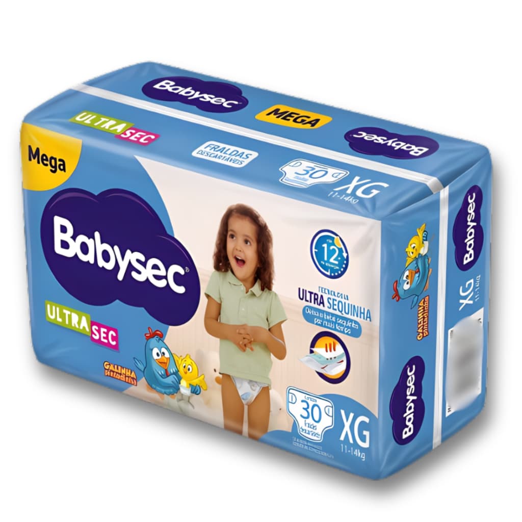 Fraldas Descartaveis Infantil Babysec Ultrasec - Galinha Pintadinha Mega - XG 30un