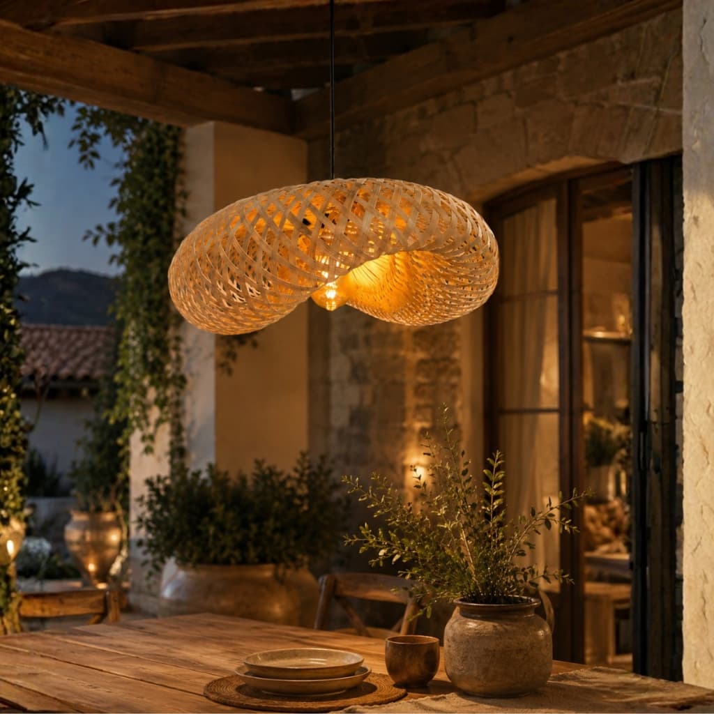 Luminaria Lustre Pendente Palha Palhinha Hawaii Restaurante Ondulado 50cm Bivolt Fio 3m Moderno