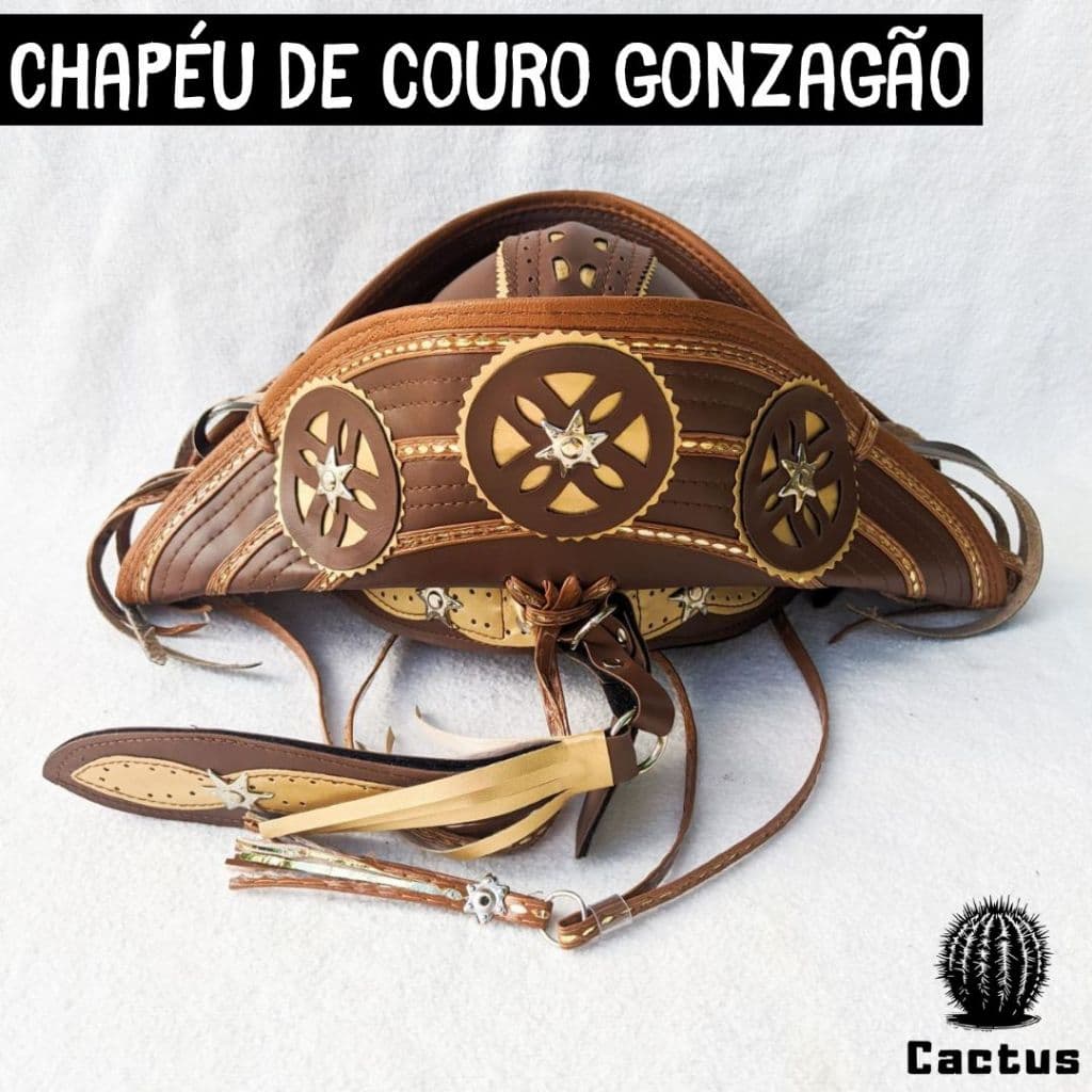Chapéu de Couro Nordestino Gonzagão Legítimo Luíz Gonzaga Cangaceiro Lampião São joão Festa Junina