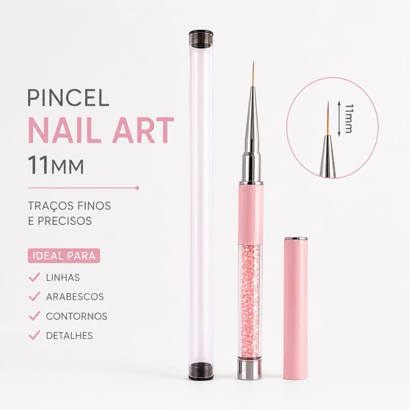 Pincel Nail Art 11mm Para Decoração De Unhas Traço Fino Linhas Gel Fibra Acrigel
