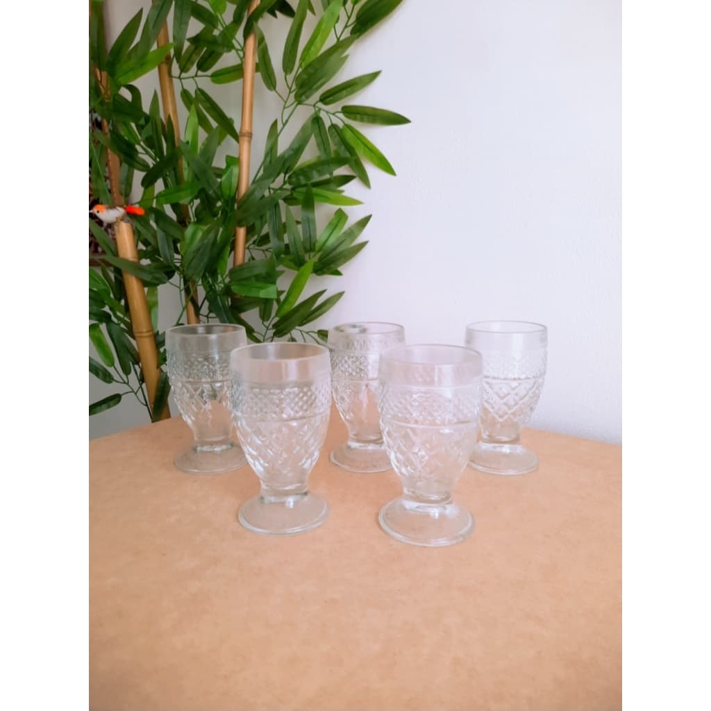 conjunto 5 taças de água escamada antiguidade