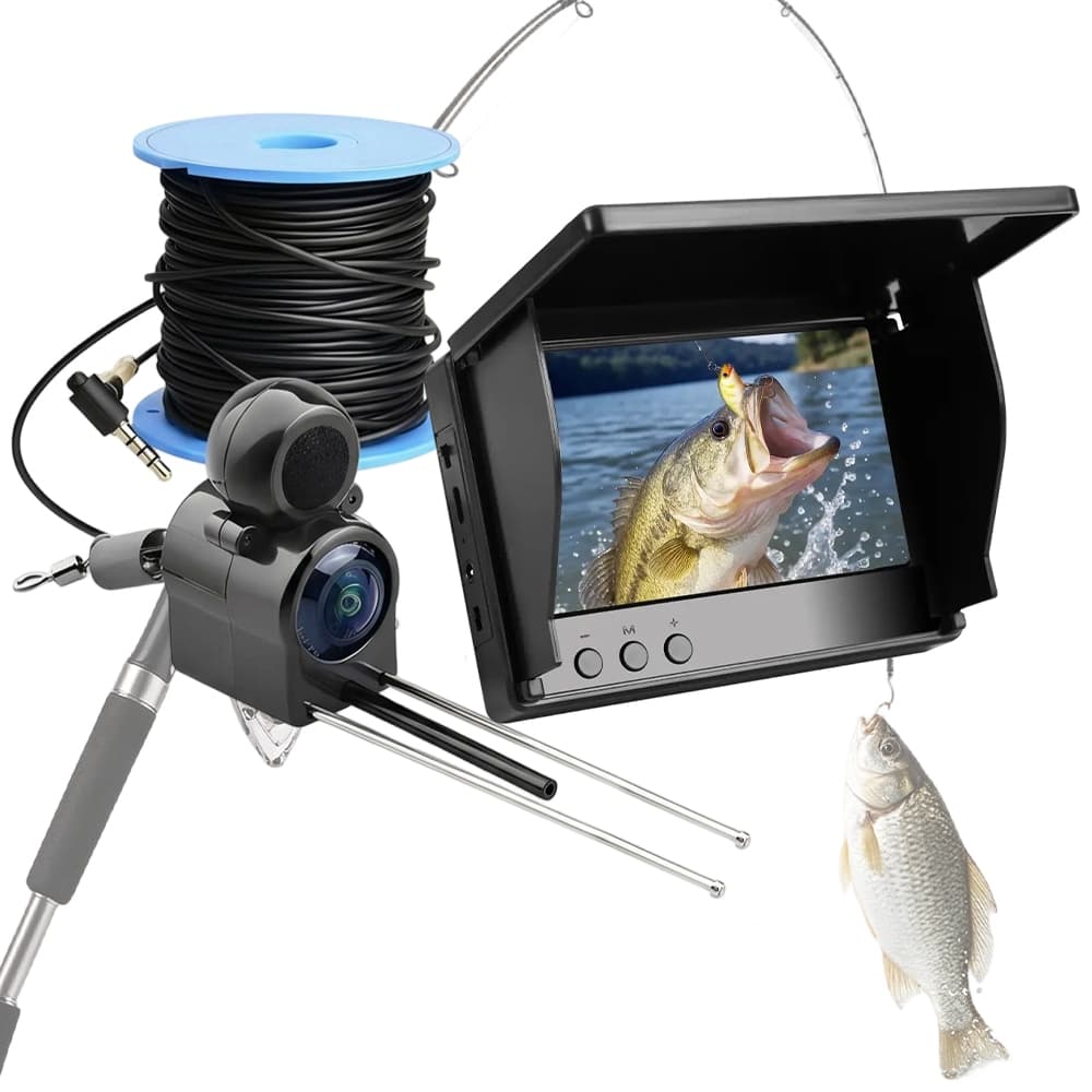 Câmera Pesca Subaquática 4.3" 5MP 20m À Prova D'água Localizador Peixes
