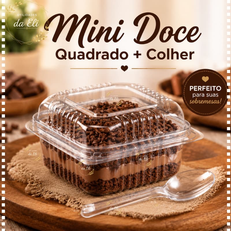 MINI DOCE QUADRADO COM COLHER OU GARFO IDEAL PARA LEMBRANCINHAS SOBREMESAS
