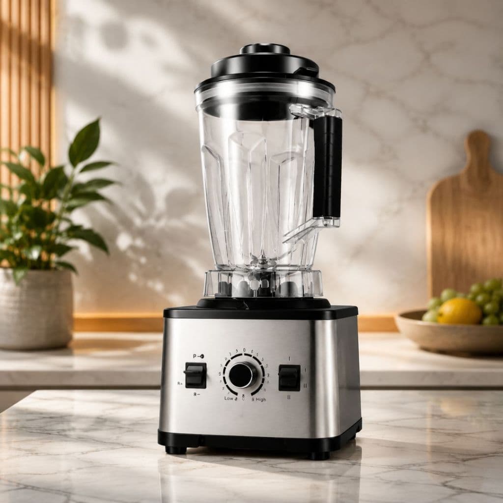 Liquidificador Industrial 4 Litros Prata 1800W 8 Lâminas Alta Potência Copo Resistente Multifuncional.Ele