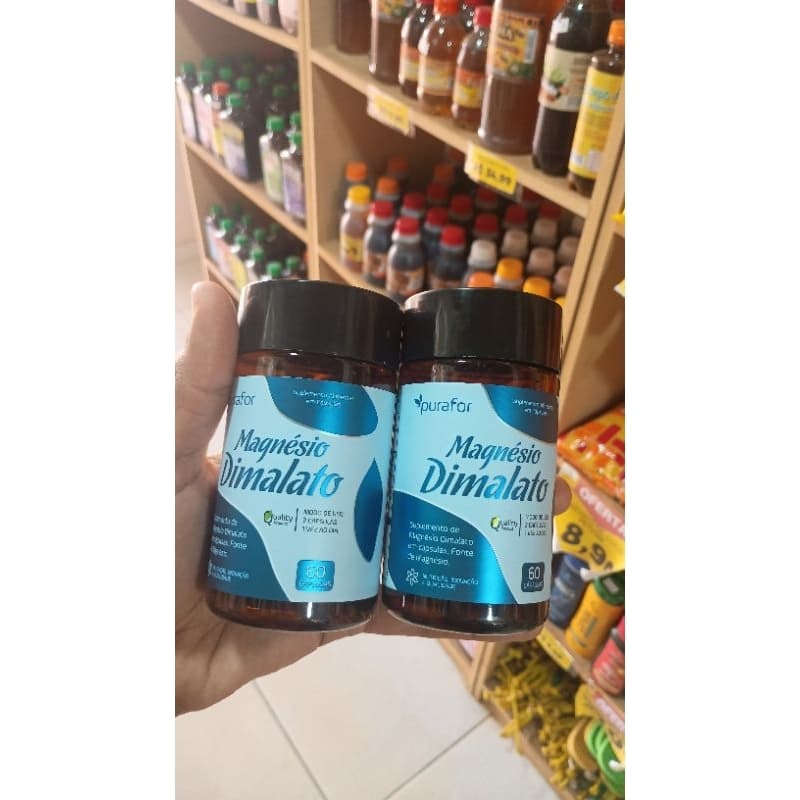 Kit 2 Potes Magnésio Dimalato Purafor - 60 Cápsulas Cada (Total 120 Cápsulas)