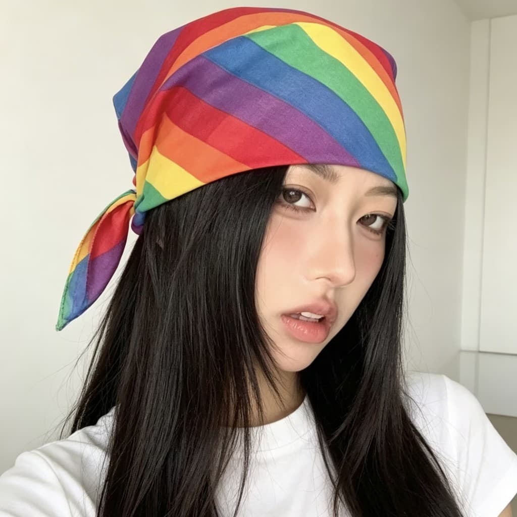 Lenço Bandana Arco Íris Orgulho LGBTQ 53x57cm Acessório Multiuso Streetwear
