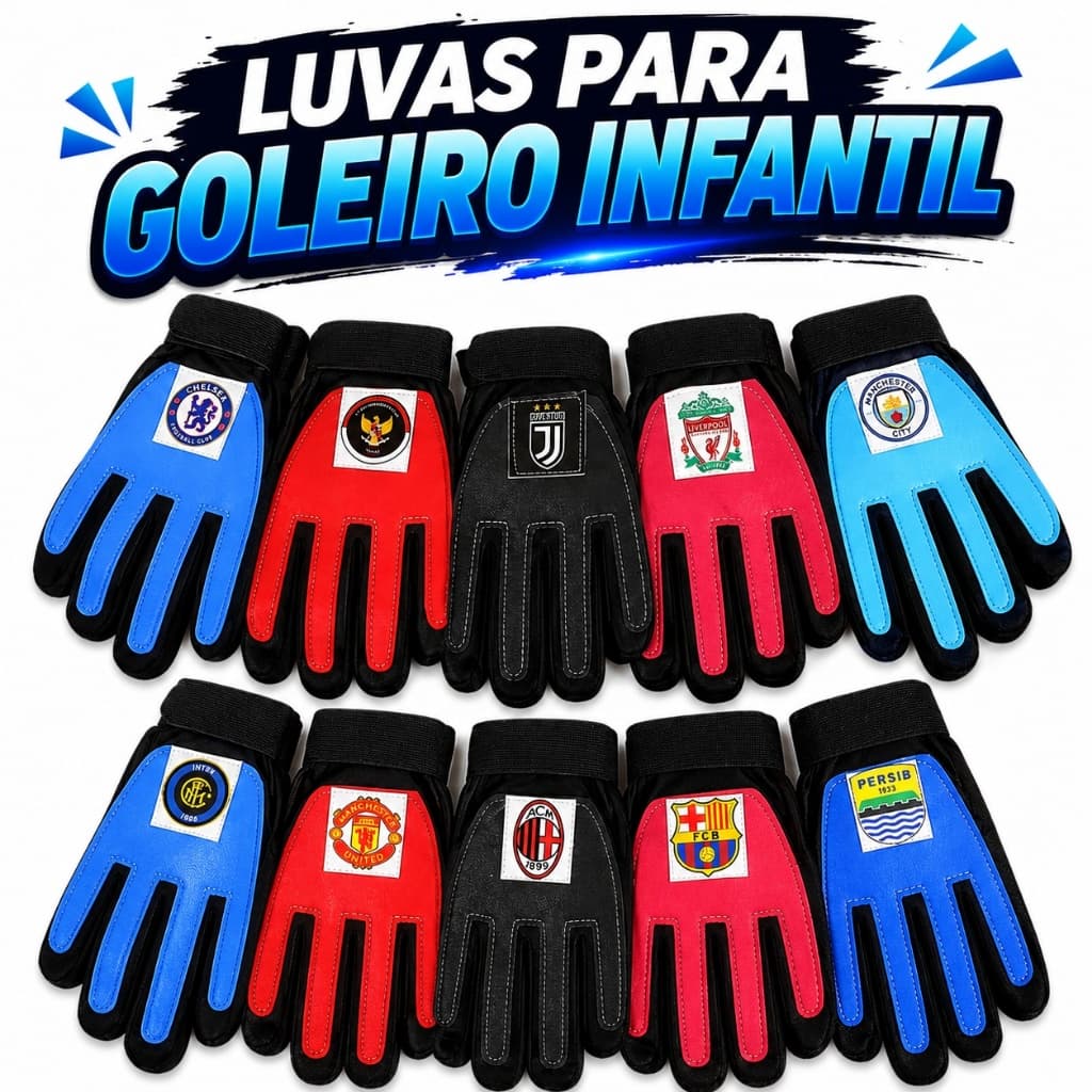 Luvas  De Goleiro Infantil compativel /Futebol De 6 A 12 Anos .
