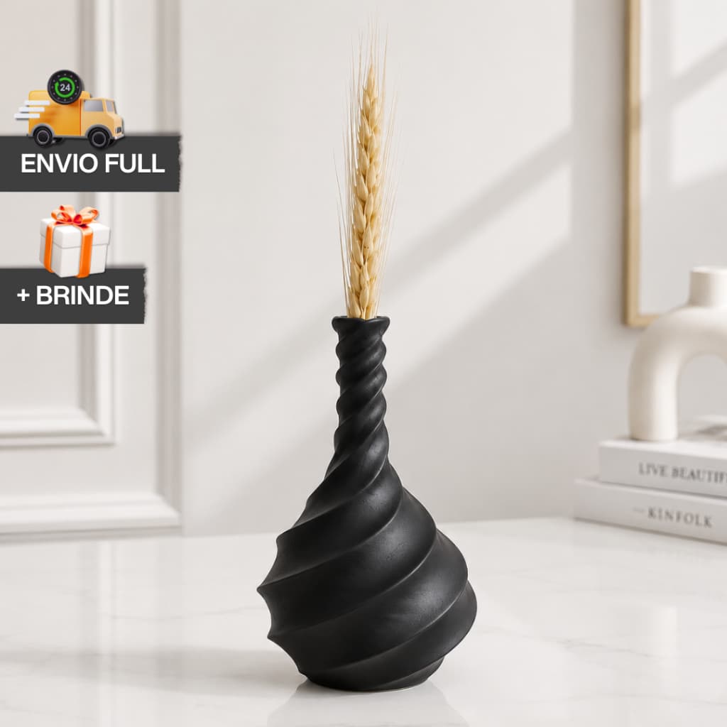 Vaso Decorativo Espiral COM Trigo Artificial + Presente Decoração Minimalista Moderna Elegante Casa Quarto Escritorio