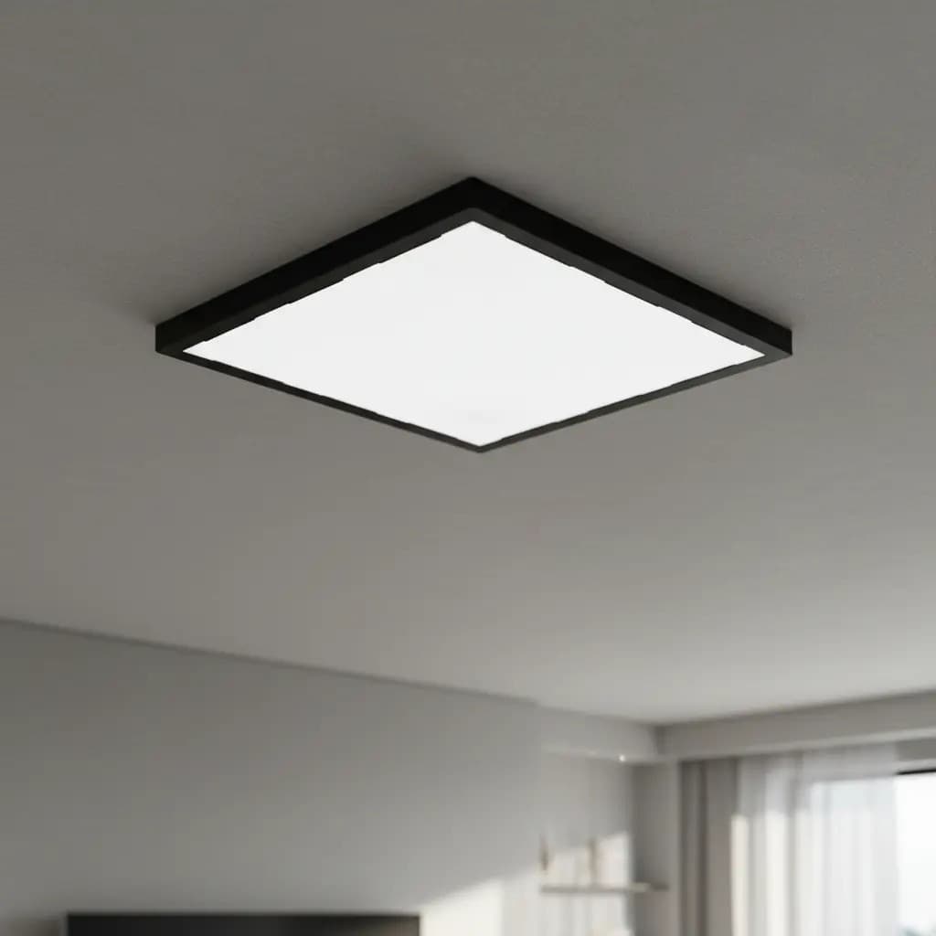 Painel Plafon Led Sobrepor Slim 36w Quadrado 40x40 Luminária Teto 6500K - Preto