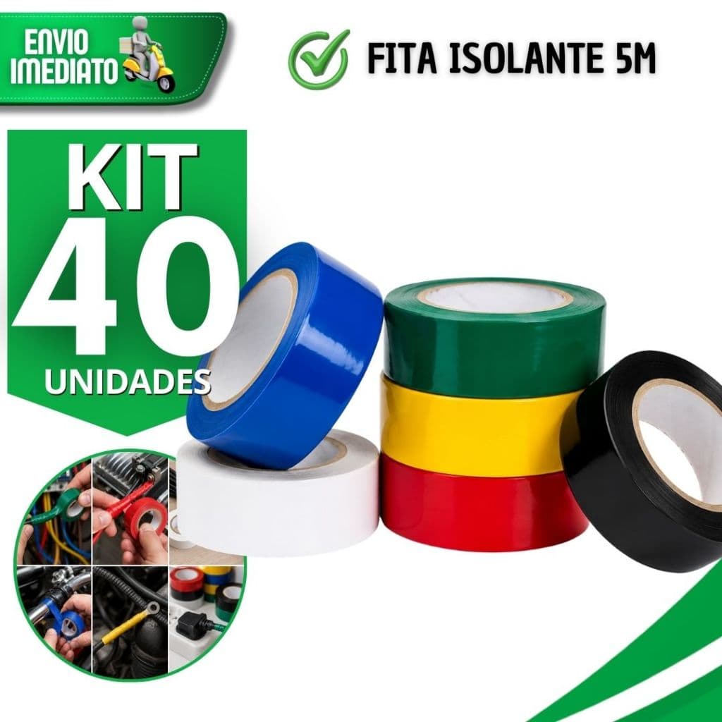 Jogo Fita Isolante 5m  Uso Geral Industrial e Domestico Multiuso