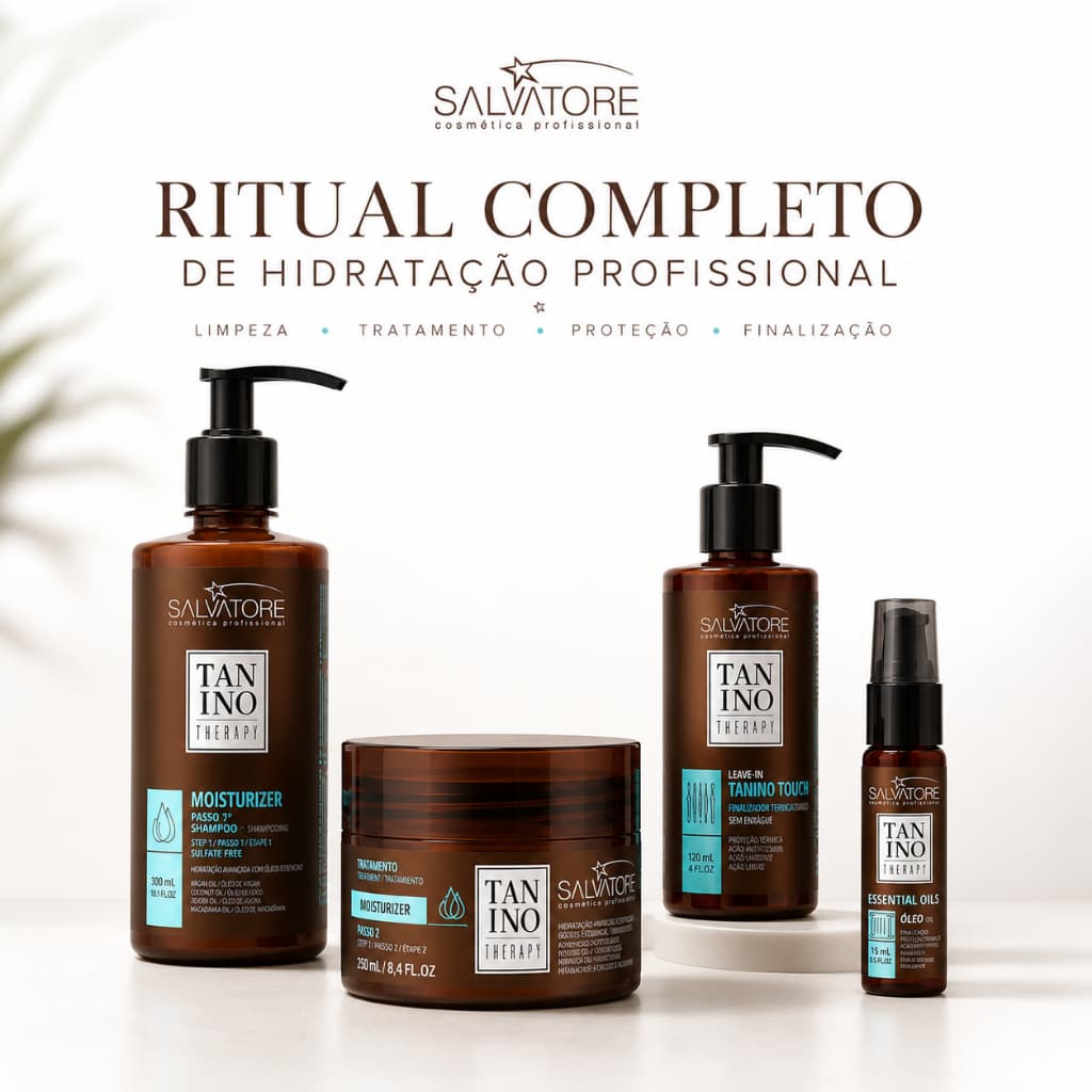 Kit Salvatore Tanino Therapy Moisturizer Original Ritual Profissional 4 Passos Shampoo Máscara