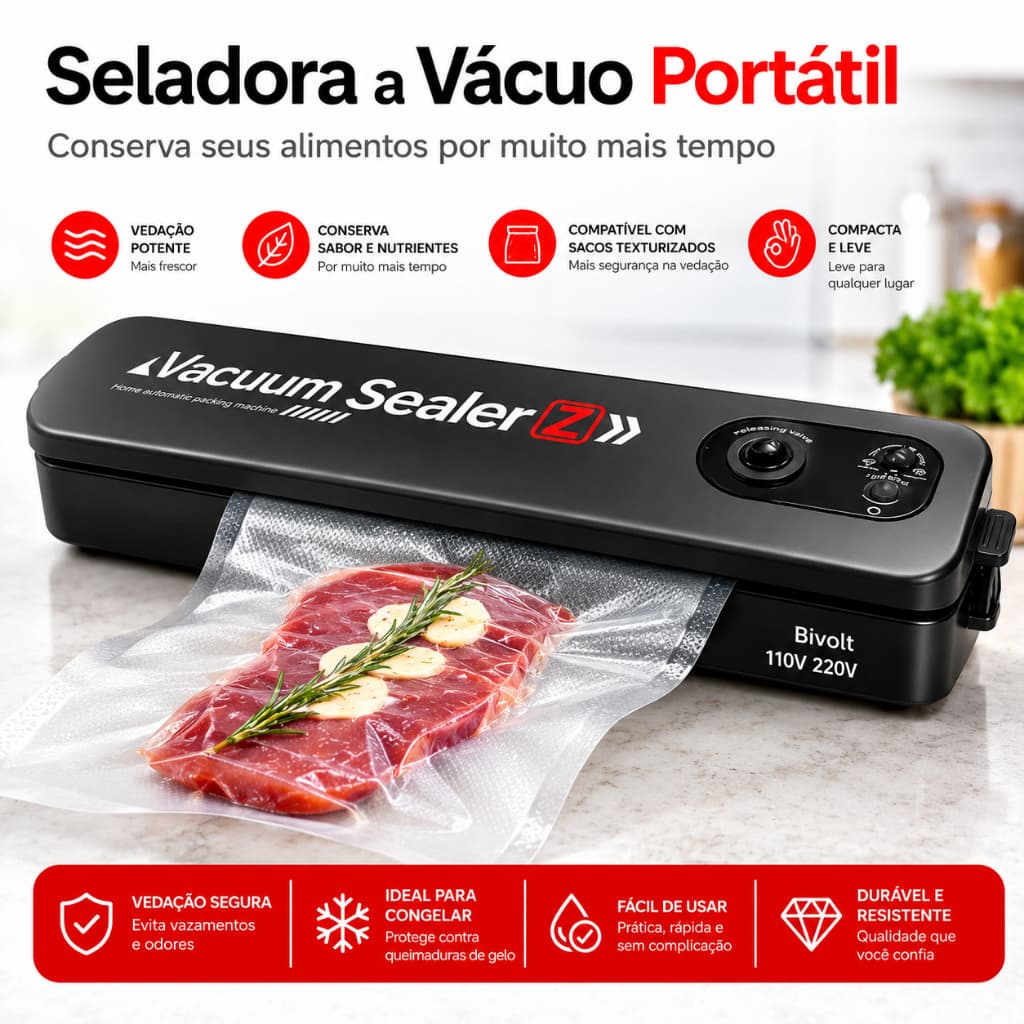 Máquina Seladora a Vácuo Portátil De Alimentos 220V