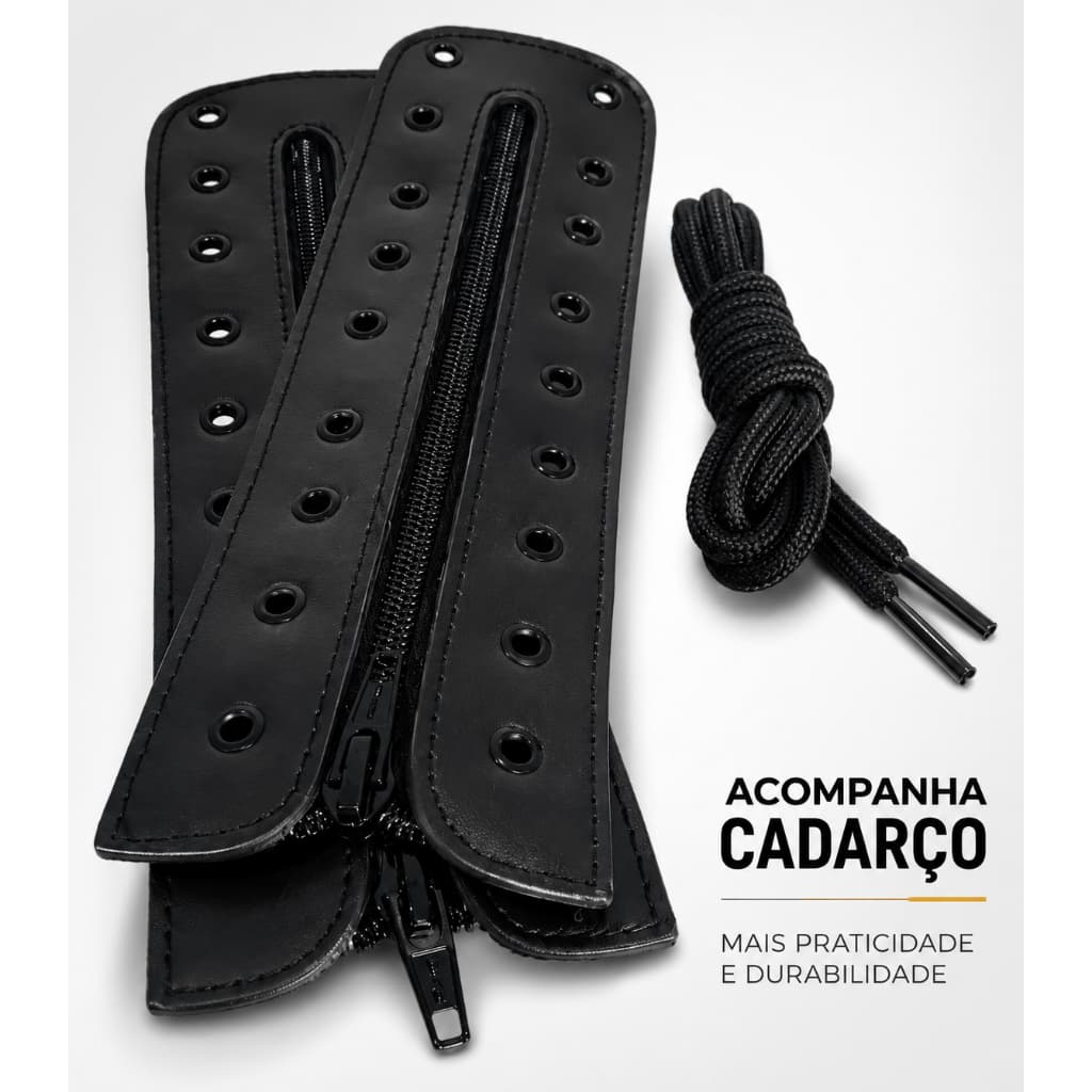 Zipeira Para Coturno Militar Em Couro Com Zíper Lateral 9 Furos KIT COM 2 pares