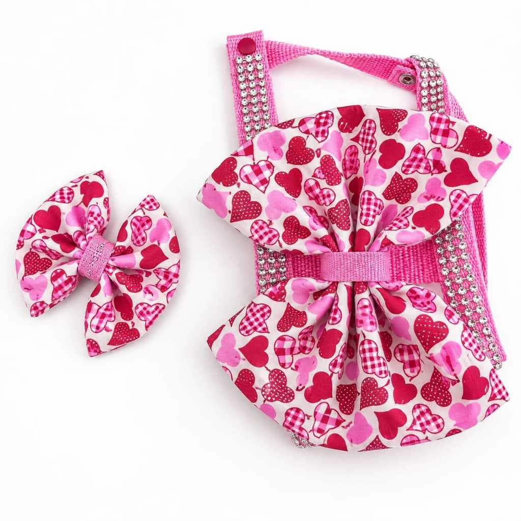 Peitoral para Cachorro com Guia e Laço Ajustável Coleira Peitoral Pet Feminino Anti puxão Cães Pequeno Porte Rosa