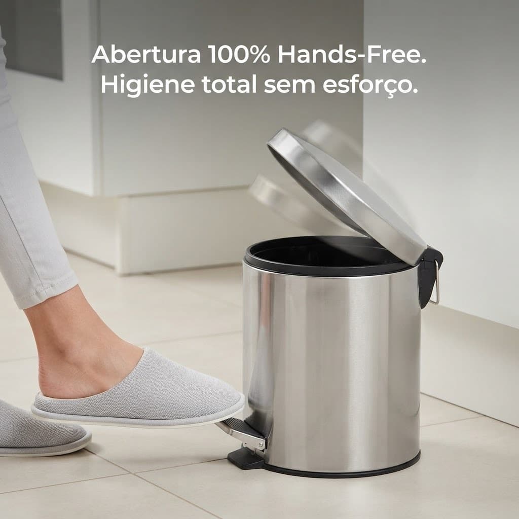 Lixeira Inox Premium 5L C/ Pedal - Elegância Anti-Odor e Durabilidade Eterna