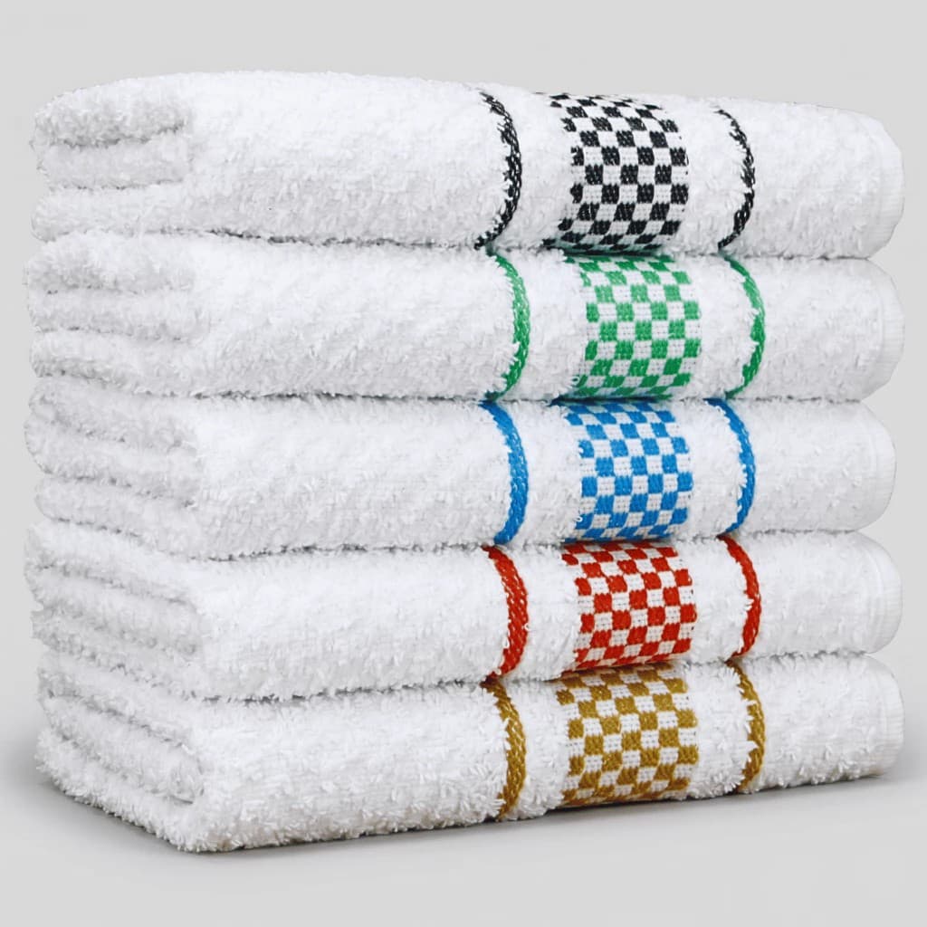 Kit 5 ou 10 Panos de Prato 45x70cm 100% Algodão Atoalhado Jacquard Branco Barra Colorida Alta Absorção Premium