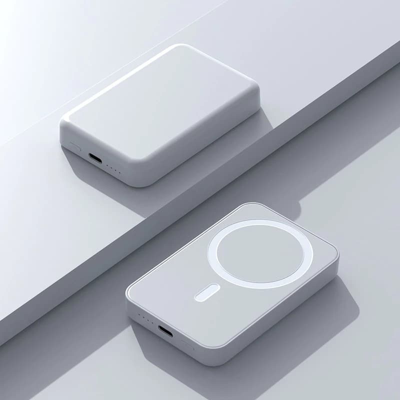 Carregador portátil magnético sem fio, com capacidade de 5000mAh, compatível com celulares iPhone/Android.