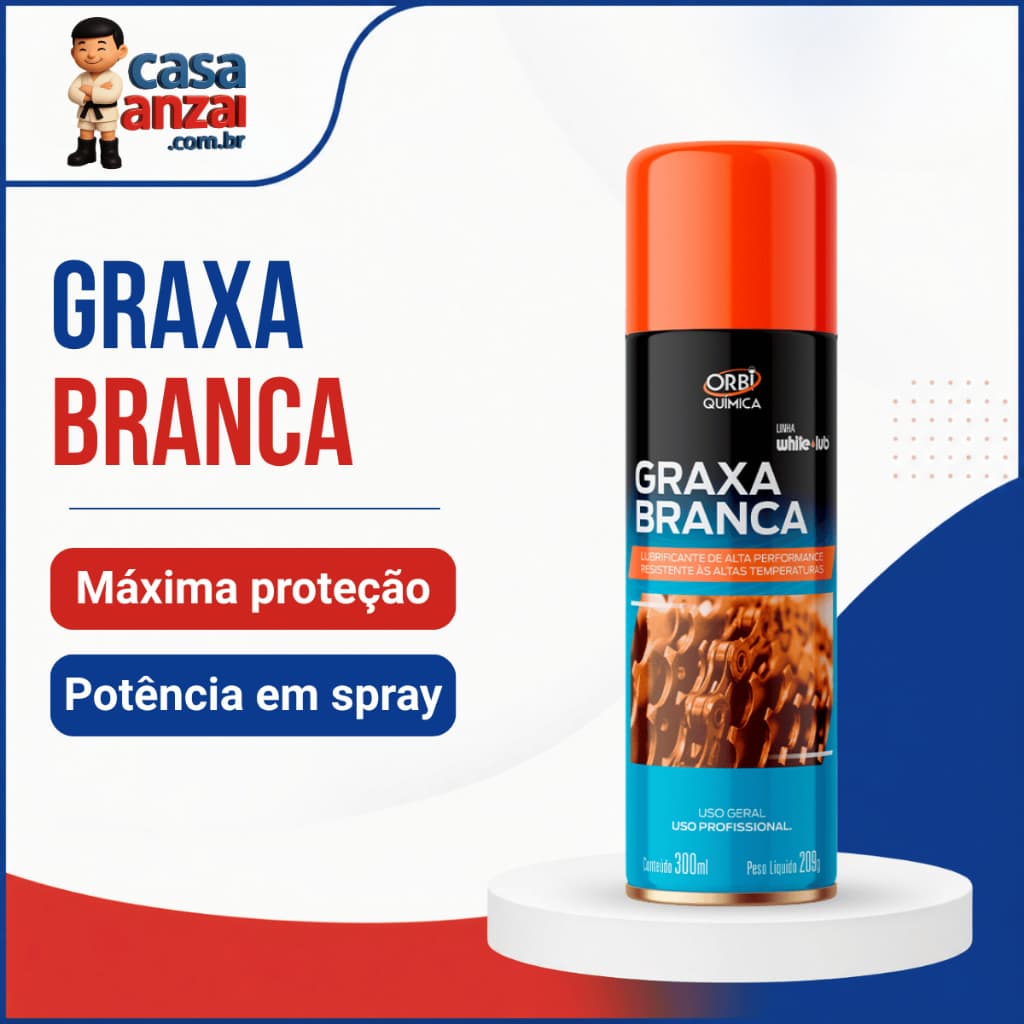 Graxa Branca Spray OrbigrAX 300ml 209g Orbi Aplicação Prática Kits Variados