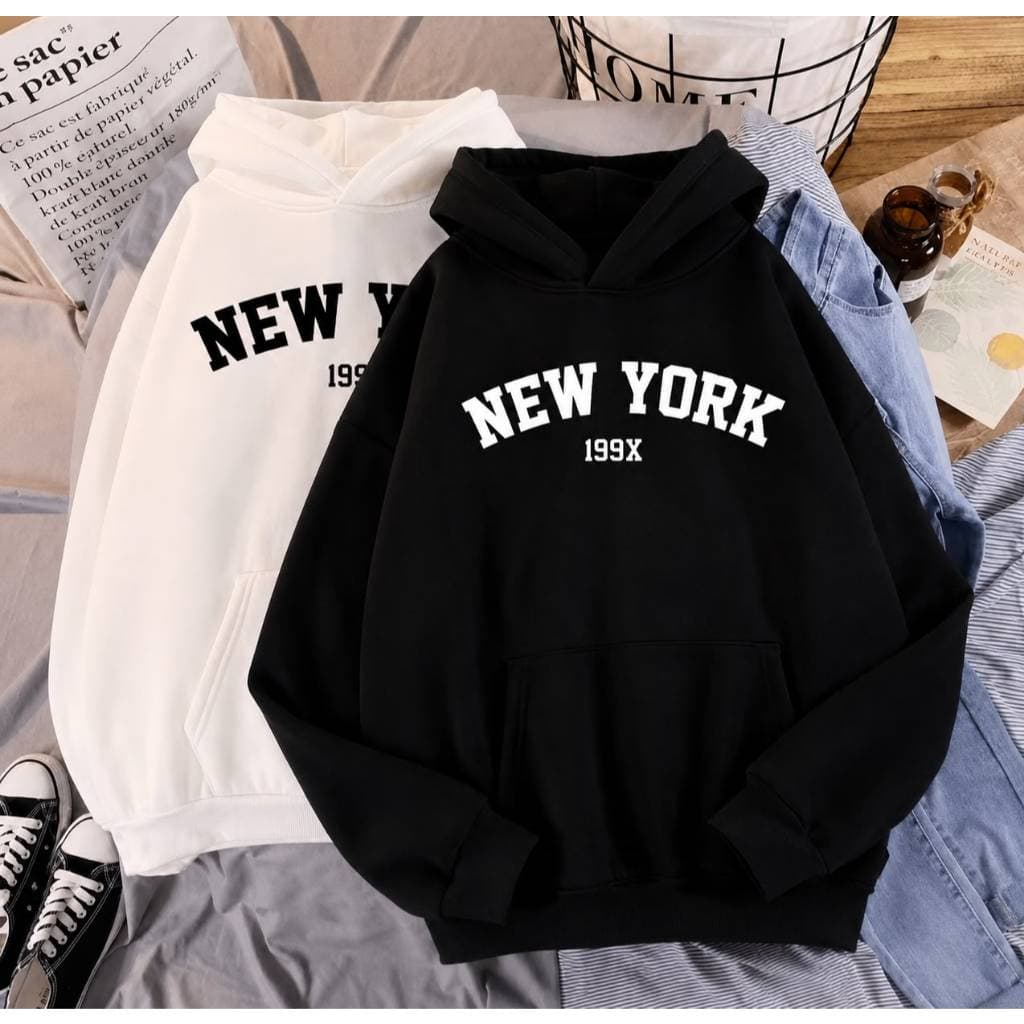 Kit 2 Blusas de Frio Moletom Canguru Com Capuz New York Unissex Moletom Casal