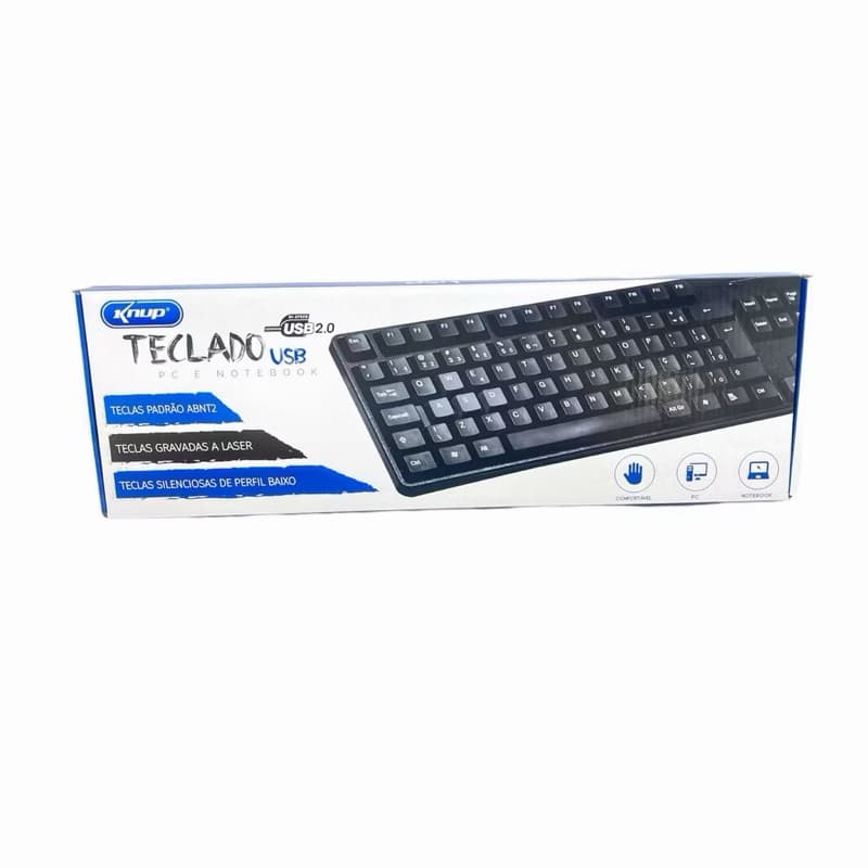 Teclado USB Knup para PC e Notebook USB 2.0 ABNT2 Preto