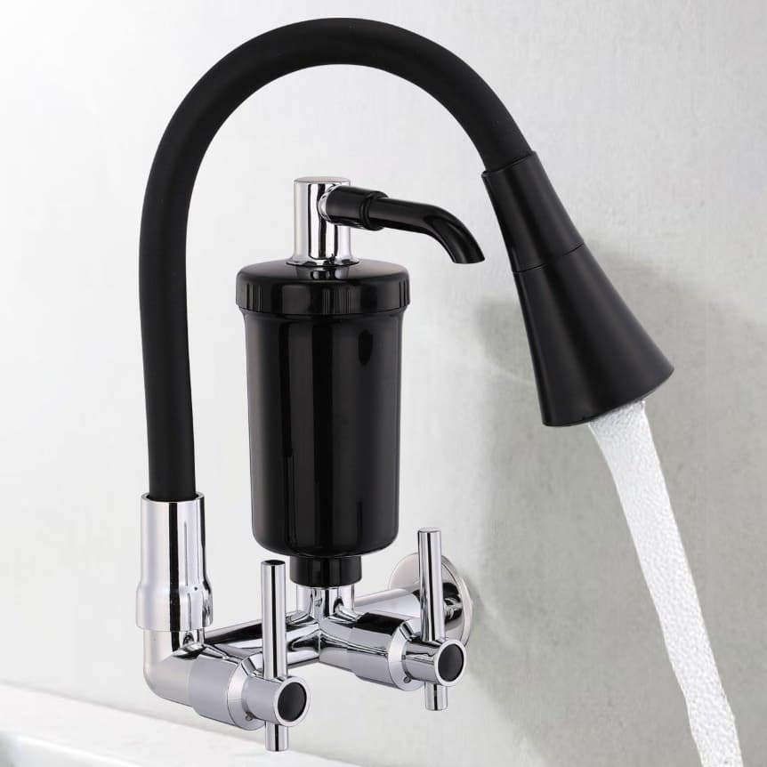 Torneira de Cozinha com Filtro Integrado, Instalação em Parede, Bico Giratório 360°, Corpo Robusto e Alta Durabilidade