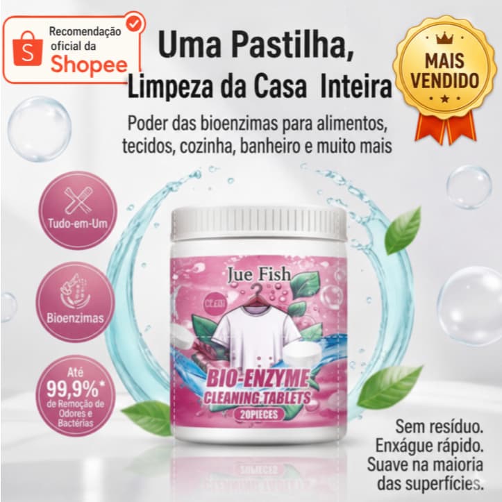 [Pastilha de Limpeza Bioenzimática]Limpador multifuncional que remove manchas, mofo e molhos. Eficaz contra todas as man