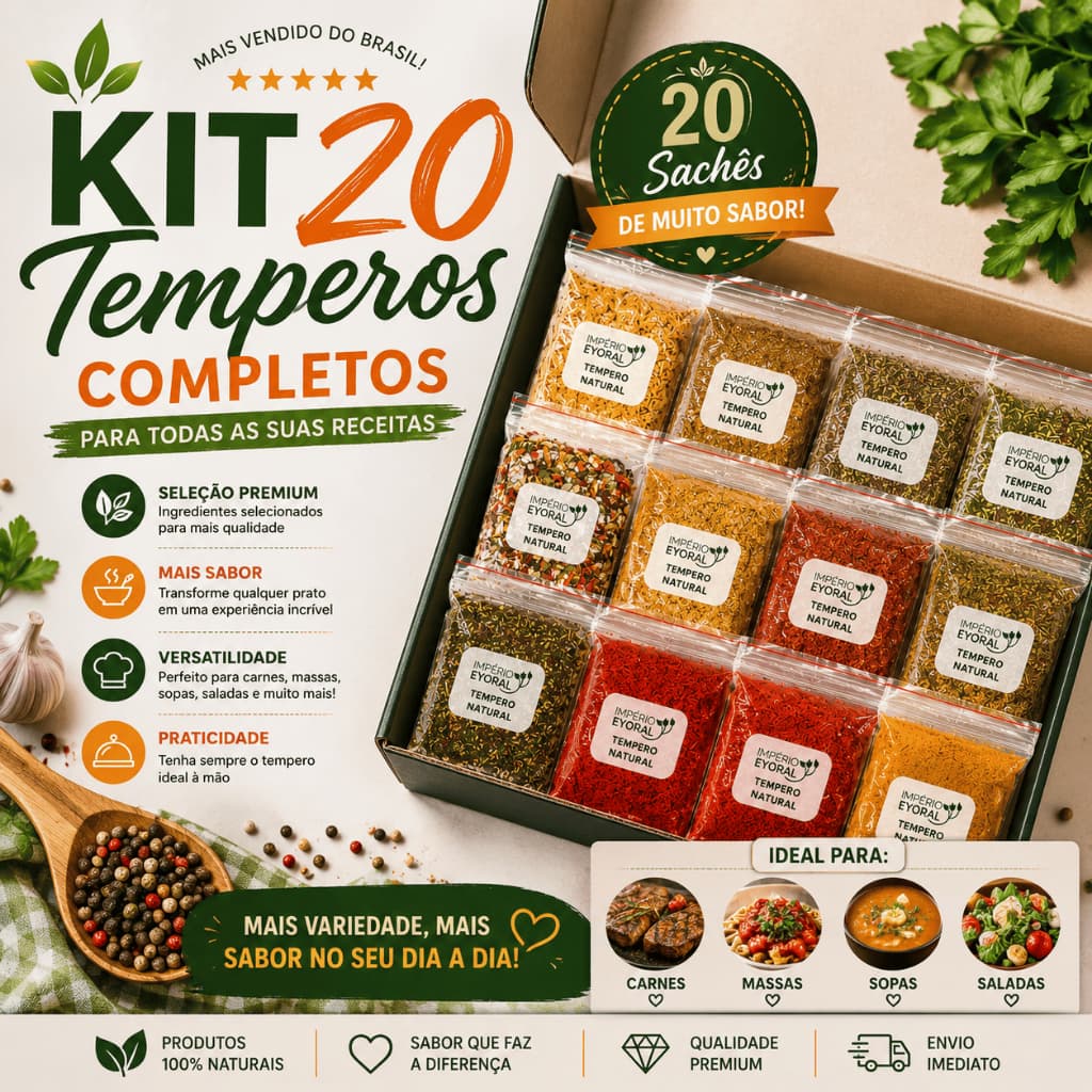Kit os mais (queridinhos) 20 Temperos Para Cozinhar - Receitas Incríveis