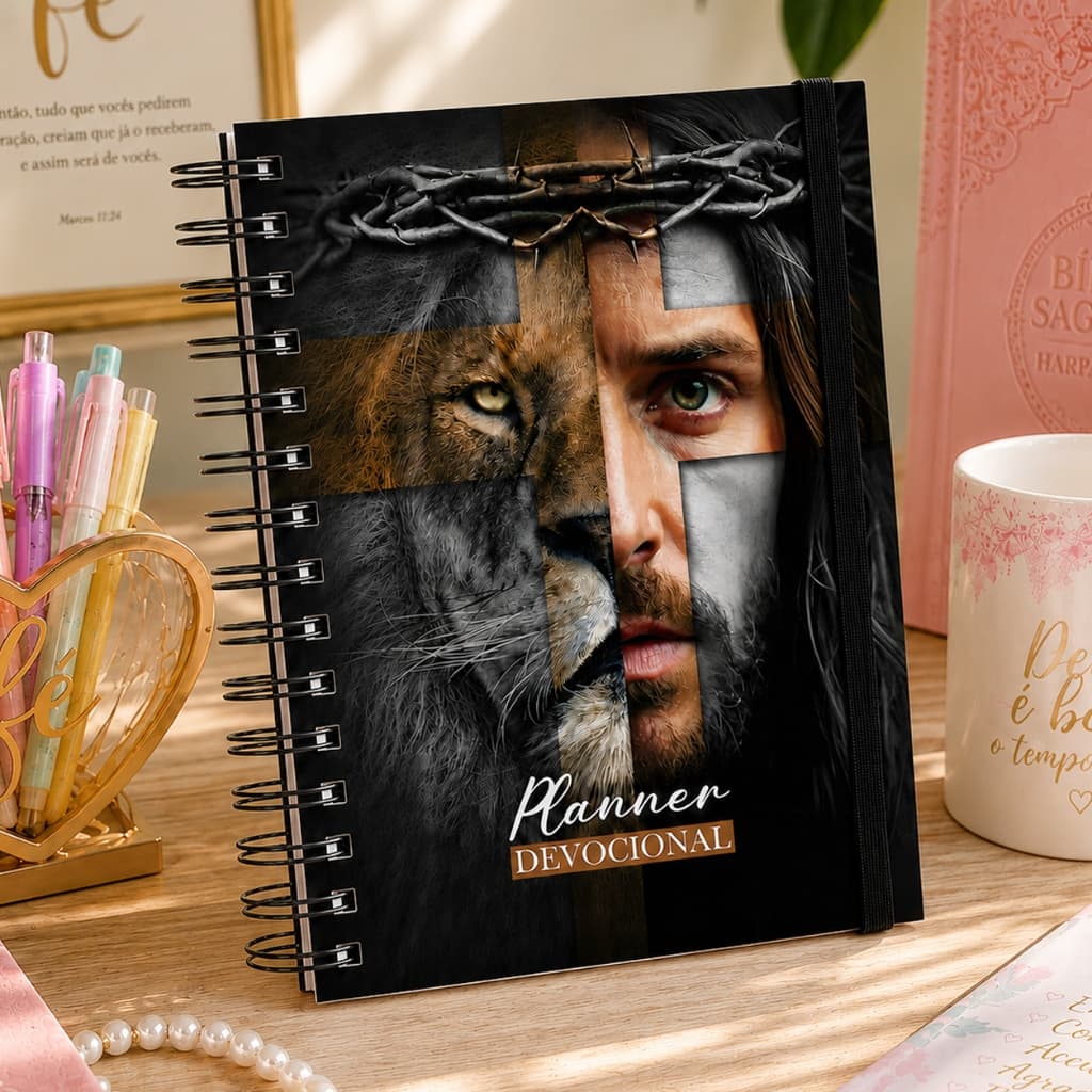 Caderneta Meu Devocional Planner Caderno de Anotações Minhas Orações 208 Páginas Capa Dura Leão