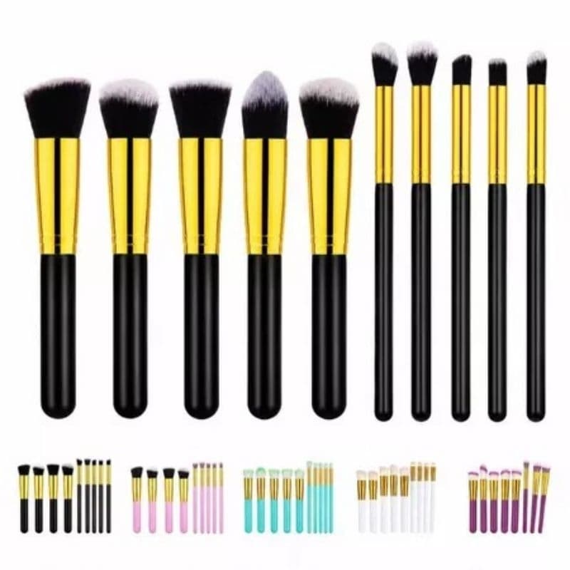 Kit 10 Pincéis de Maquiagem Profissionais | Cerdas Ultra Macias | Make Perfeita Todos os Dias