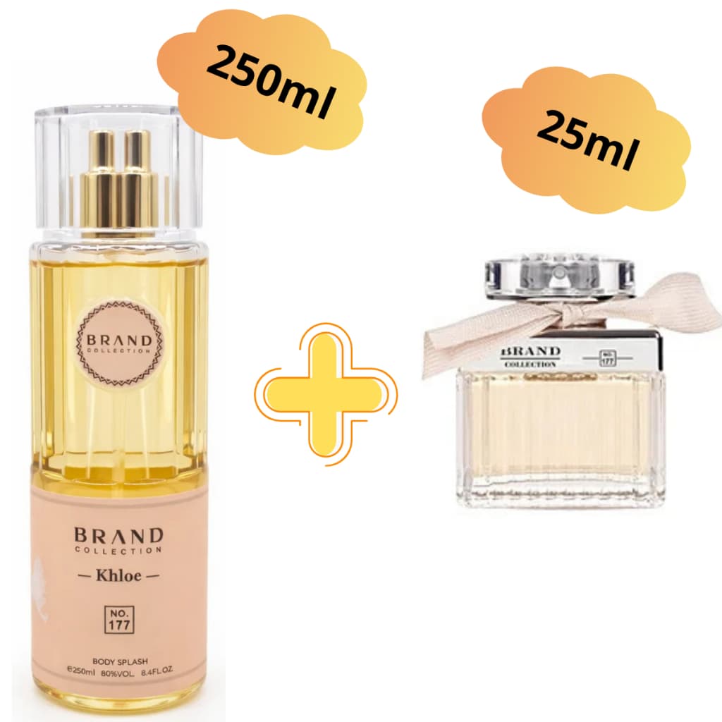 Kit Brand Collection 177 Perfume 25ml + Body Splash 250ml Feminino para Mulheres Elegantes e Inesquecíveis