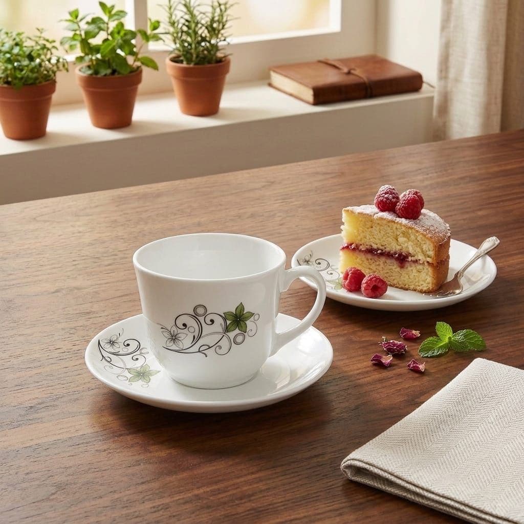 Conjunto 12 Peças Xícara de Chá Cerâmica Branca – Mais Elegância ao Servir com Design Clássico