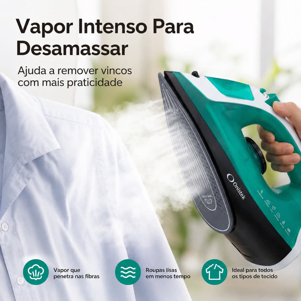Ferro de Passar a Vapor Profissional 240ML Seco e Vapor Vapor explosivo Base Cerâmica Premium
