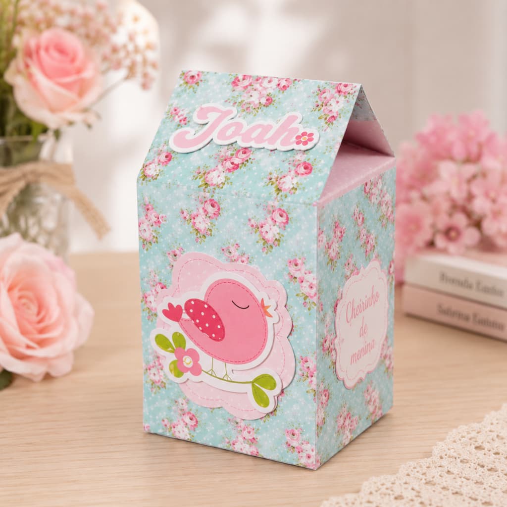 Kit Caixinhas Milk Personalizada - Lembrancinha de Festa Jardim Encantado Passarinho