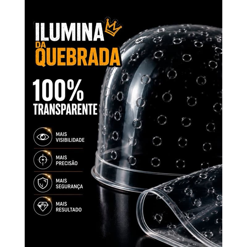 Touca para Mechas Transparente Silicone Profissional Reutilizável Ilumina da Quebrada