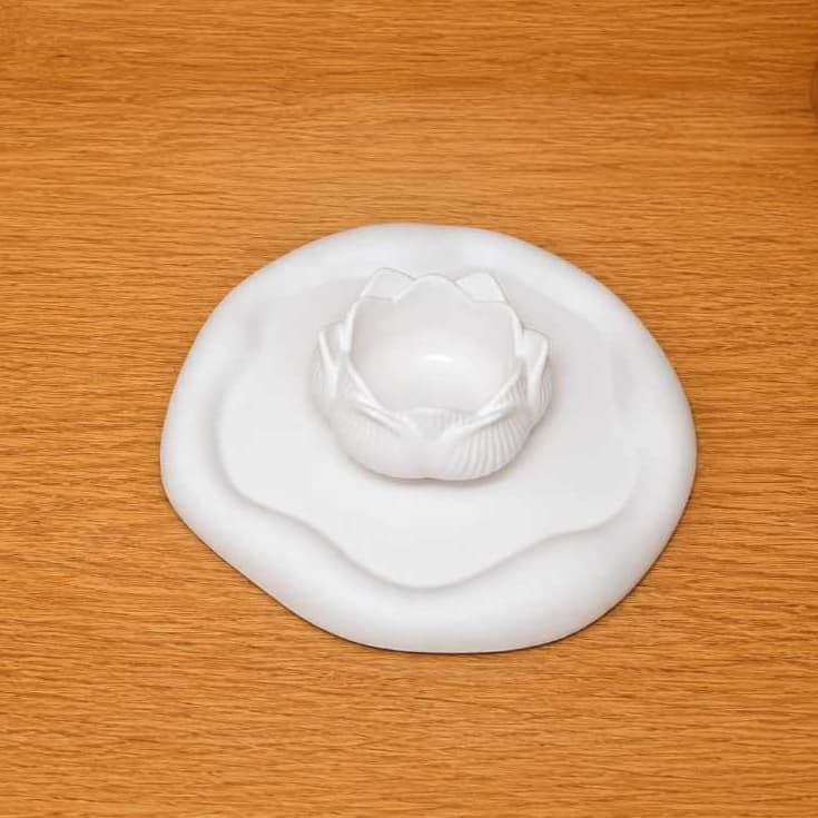 Kit Decorativo 1 Bandeja Orgânica + 1 Porta Joias | Porta Vela Flor de Lotus 2 Peças