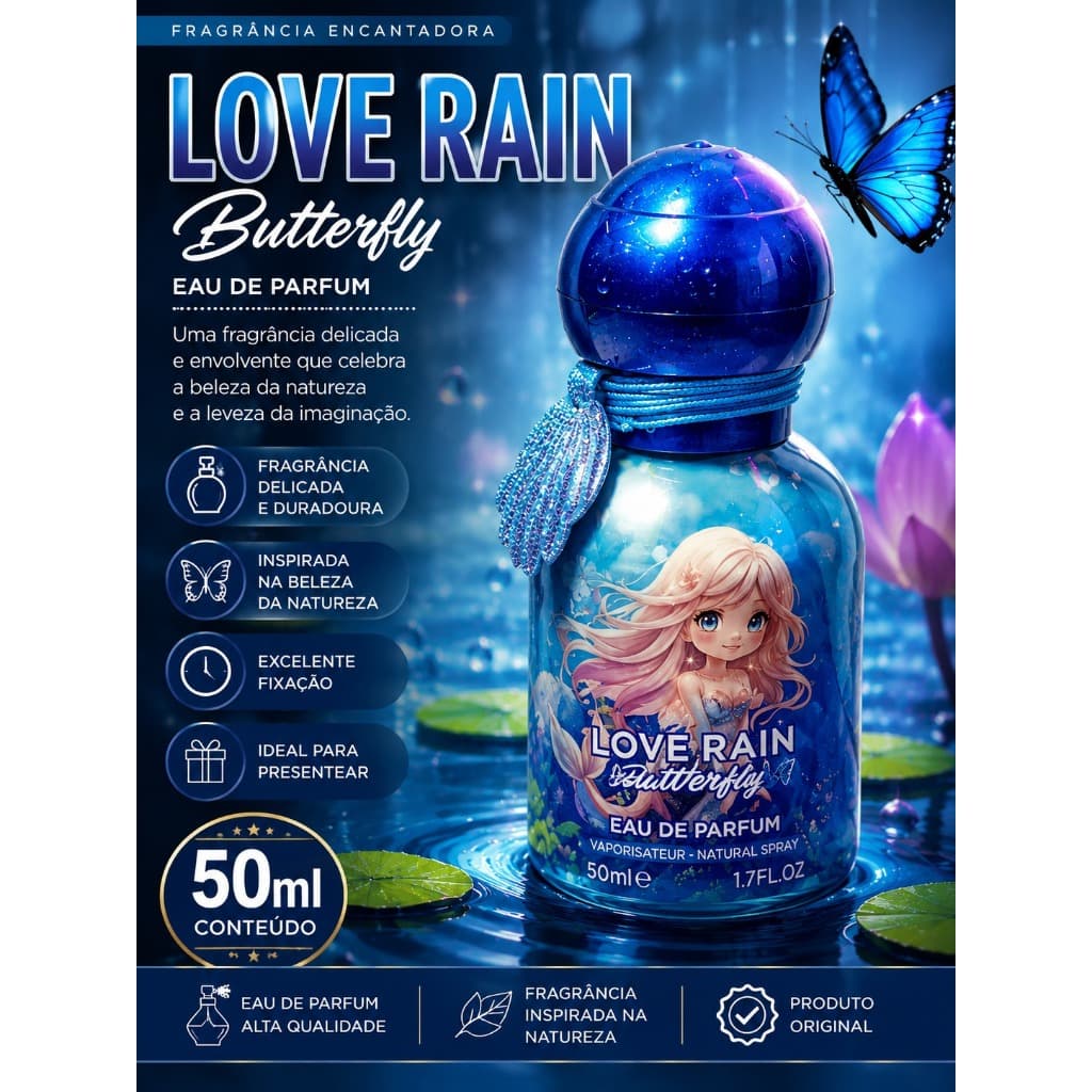 Perfume Love Rain Butterfly Feminino Eau de Parfum 50ml