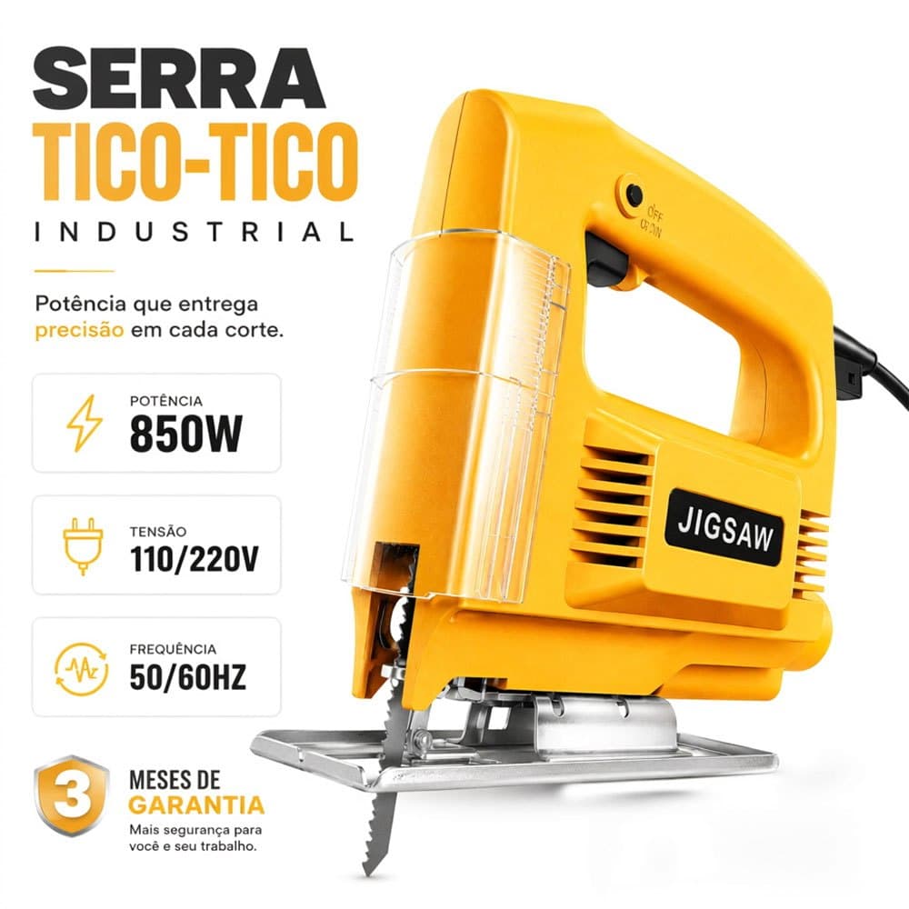 Serra Tico-Tico 110-127V/220V Elétrica Profissional com Alta Potência para Marcenaria Reforma e Construção