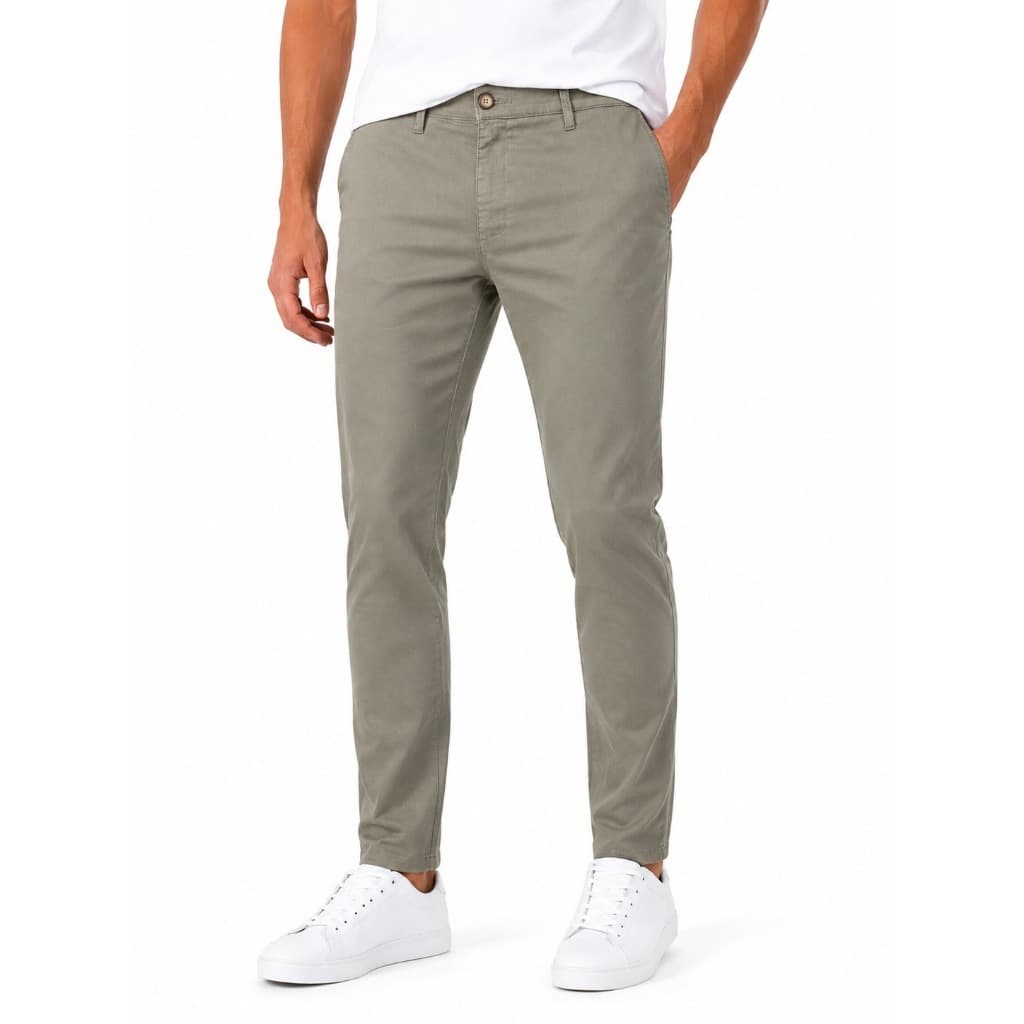 Calça Masculina Sarja Slim Ogochi Com Elastano Casual