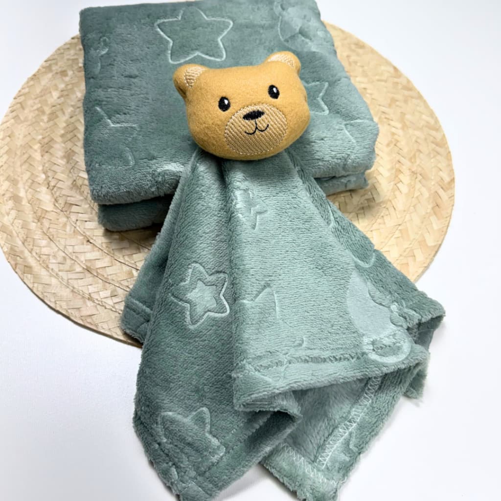 Kit 2 Peças Naninha + Manta Outono Inverno Menina Menino Alto Relevo Toque Macio