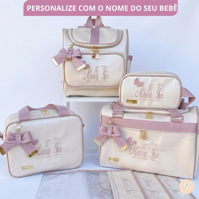 Kit Bolsas Maternidade Menino e Menina Personalizada com o nome do bebê