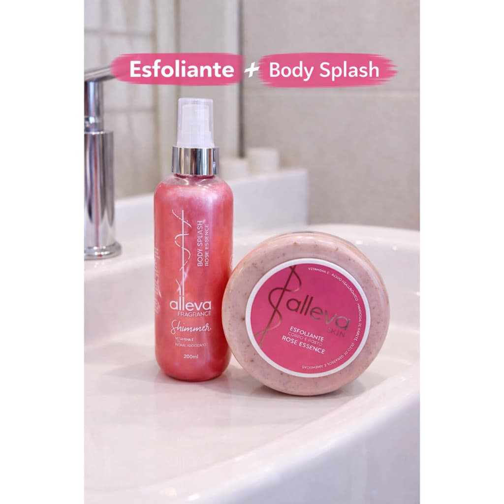 Kit Rose Geleia iluminadora body splash e hidratante Pele Macia, Perfumada e Iluminada