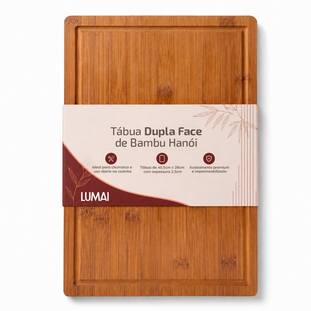Lumai Tábua Bambu Hanói Dupla Face Impermeável Churrasco Cozinha Servir Cortar 40cm Premium