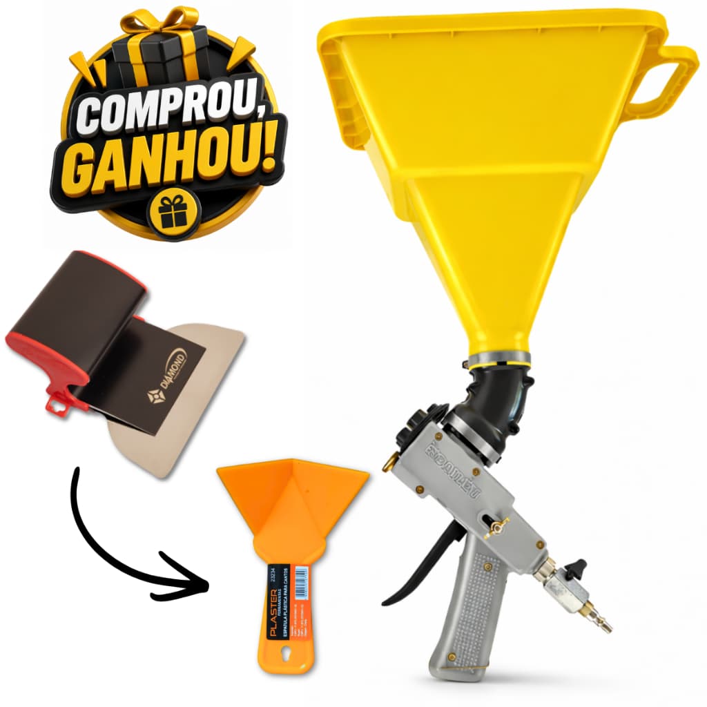 Kit Pistola de Pintura (+ Brinde) para Textura Projetada Regulável Bailéu Profissional 3,5L