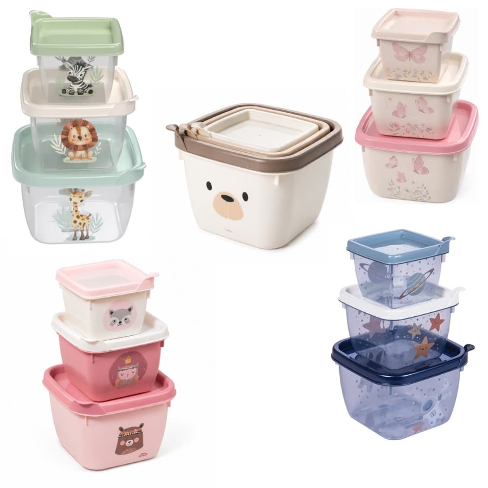 Conjunto 3 Potes Conect Bichinhos Diversos Menino E Menina