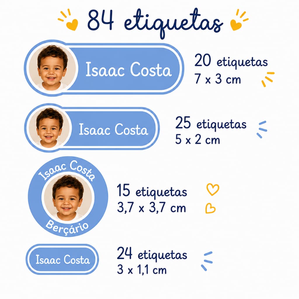 Etiqueta Escolar Personalizada |Etiqueta com Foto |Material Escolar |ETIQUETA ADESIVA |KIT