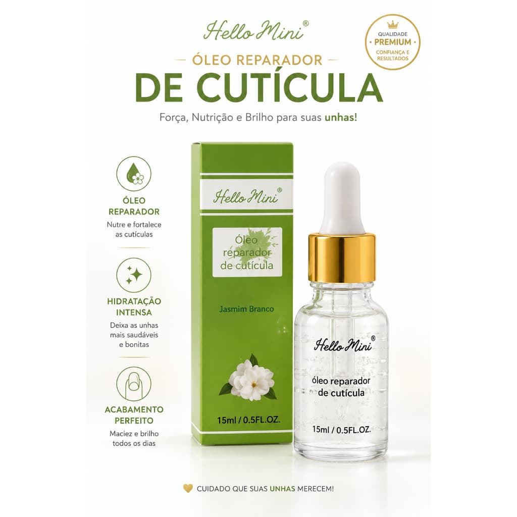 Óleo Hidratante de Cutícula Hello Mini Jasmine Flavour Óleo para Unhas Tratamento Cutículas 15ml