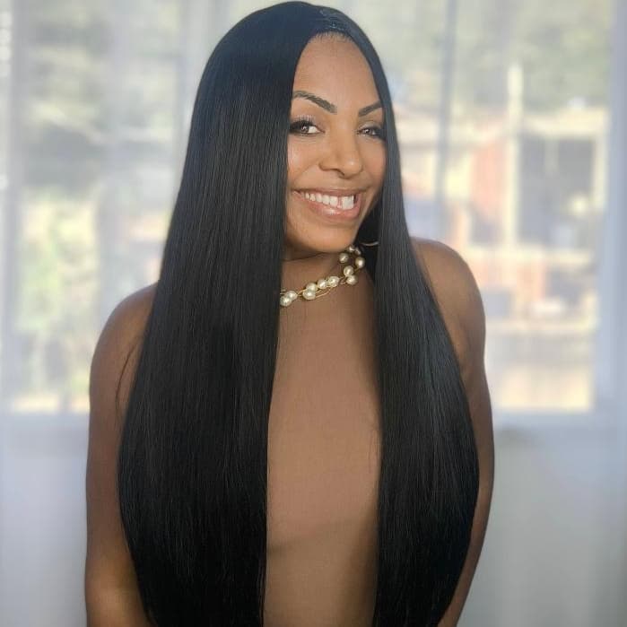 Peruca lace wig lisa longa sem franja preta