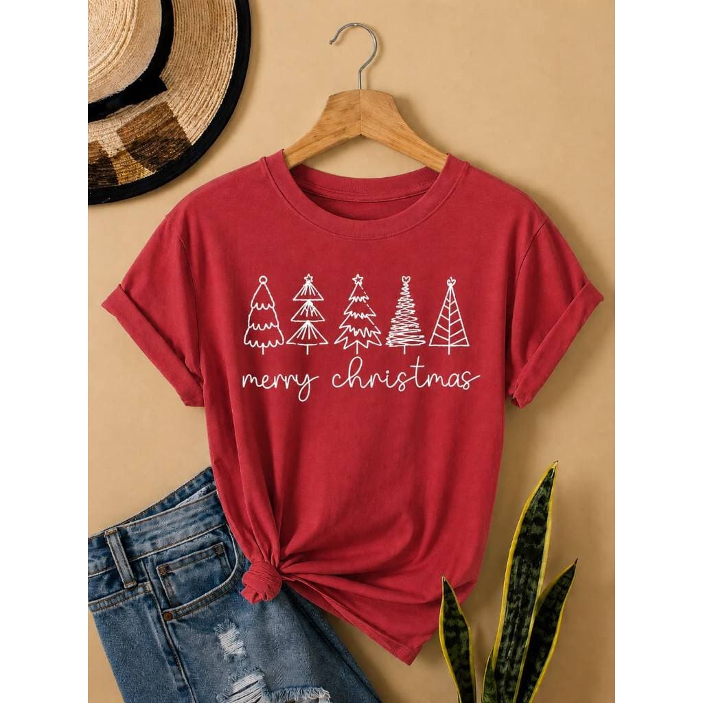 Camiseta Merry Christmas Natal Feminina Estampada 100% Algodão