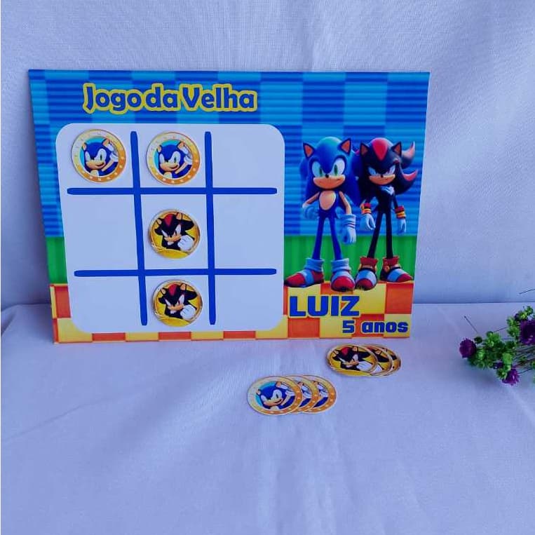 Lembrancinha para festa: Kit com jogo da velha - Sonic e Shadow