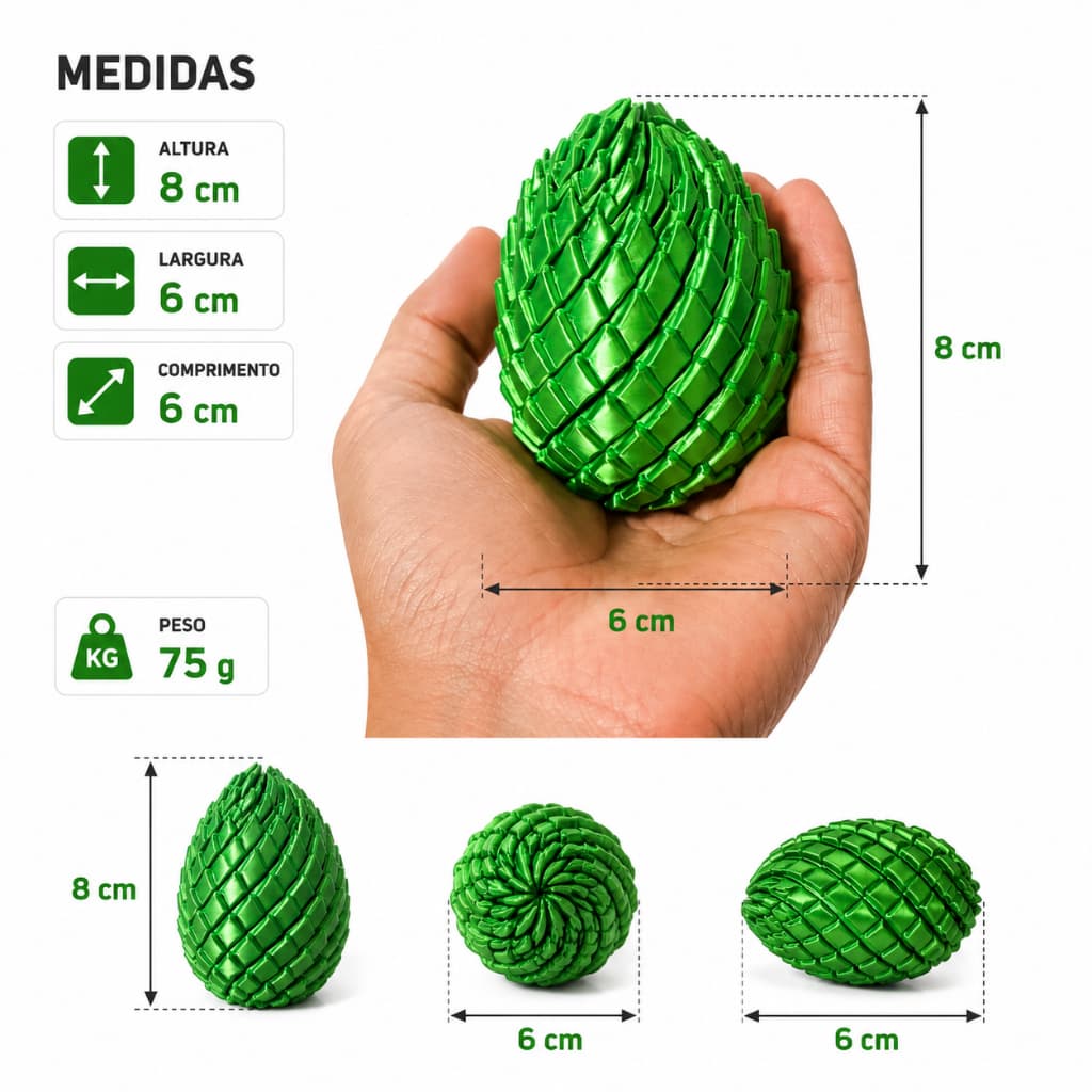 Ovo de Dragão Articulado 3D - Lpecas  3D